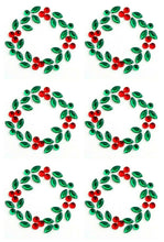 Load image into Gallery viewer, thecraftshop.net Italian Options - Rhinestone Christmas Wreath Stickers x 6