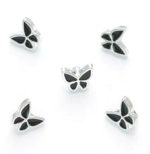 Load image into Gallery viewer, Trucraft - 12mm Black and Silver Butterfly Buttons - Shank Fitting - Pack of 50