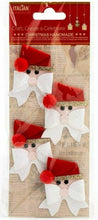 Load image into Gallery viewer, Italian Options - Glitter Santa Bows Christmas Card Toppers - Set of 4
