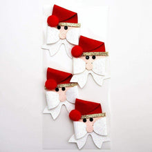Load image into Gallery viewer, Italian Options - Glitter Santa Bows Christmas Card Toppers - Set of 4