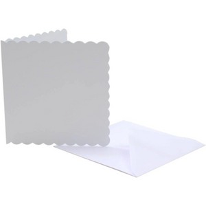 thecraftshop.net Trucraft - 5" Square - White Blank Scalloped DIY Craft Cards with Envelopes - Pack of 10