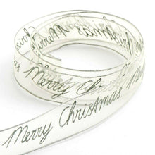 Load image into Gallery viewer, thecraftshop.net Italian Options - Merry Christmas Organza Wired Edge Ribbon - Silver