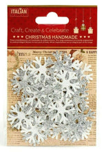 Load image into Gallery viewer, thecraftshop.net Italian Options - Glitter Snowflakes Christmas Card Toppers - Pack of 36
