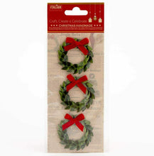 Load image into Gallery viewer, thecraftshop.net Italian Options - Glitter Wreaths Luxury Christmas Card Toppers - Pack of 3
