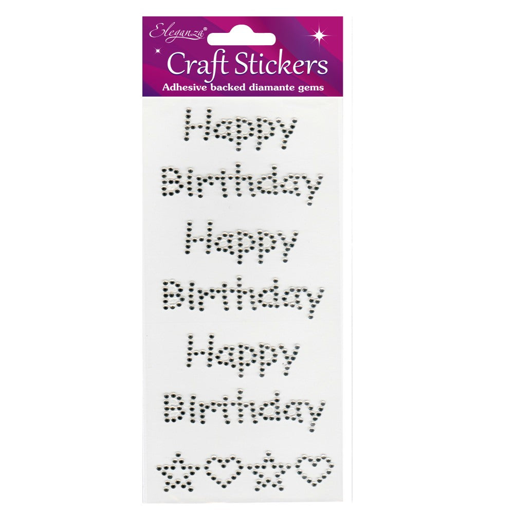 Eleganza - Happy Birthday - Diamante Craft Stickers