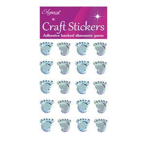 Eleganza - Baby Footprint Feet - Blue Diamante Craft Stickers