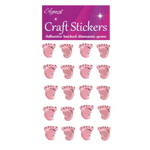 Eleganza - Baby Footprint Feet - Pink Diamante Craft Stickers