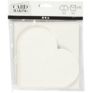 Creativ - 5" Textured Heart Shaped Blank Cards with Envelopes - Pack of 10 - IVORY