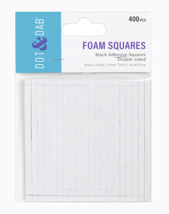 Dot and Dab - Foam Pads Squares x 400 Pieces - 3mm Depth - Black