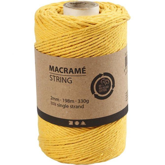 Creativ - Macrame Cord - 2mm Wide x 198m Roll - Yellow