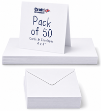 Load image into Gallery viewer, Craft UK - White Blank Cards &amp; Envelopes 4" x 4" (50 Pack)
