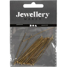 Load image into Gallery viewer, Creativ – Gold Plated Head Pins for Jewellery Making: 50mm (Pack of 30)
