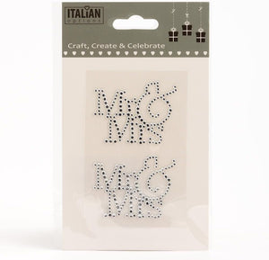 Italian Options - Mr & Mrs - Diamante Wedding Stickers - Silver x 2