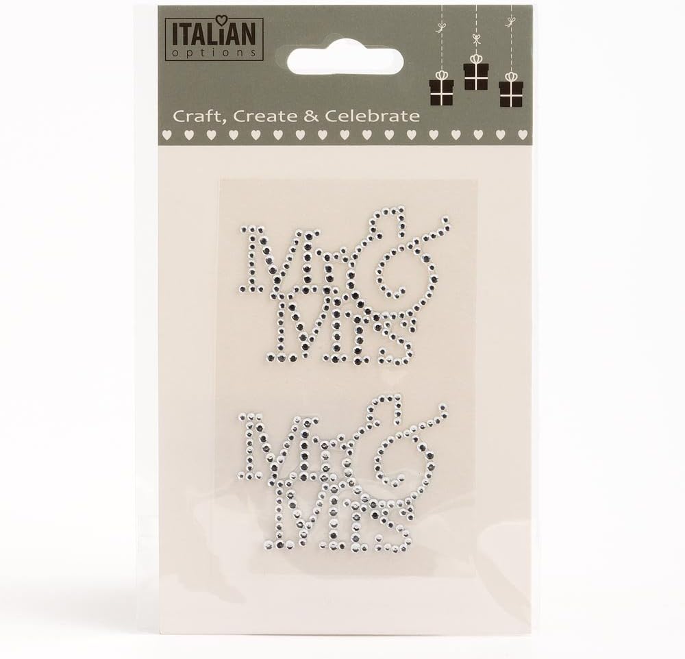 Italian Options - Mr & Mrs - Diamante Wedding Stickers - Silver x 2