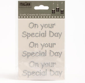 Italian Options - ON YOUR SPECIAL DAY - Diamante Stickers - Silver x 3