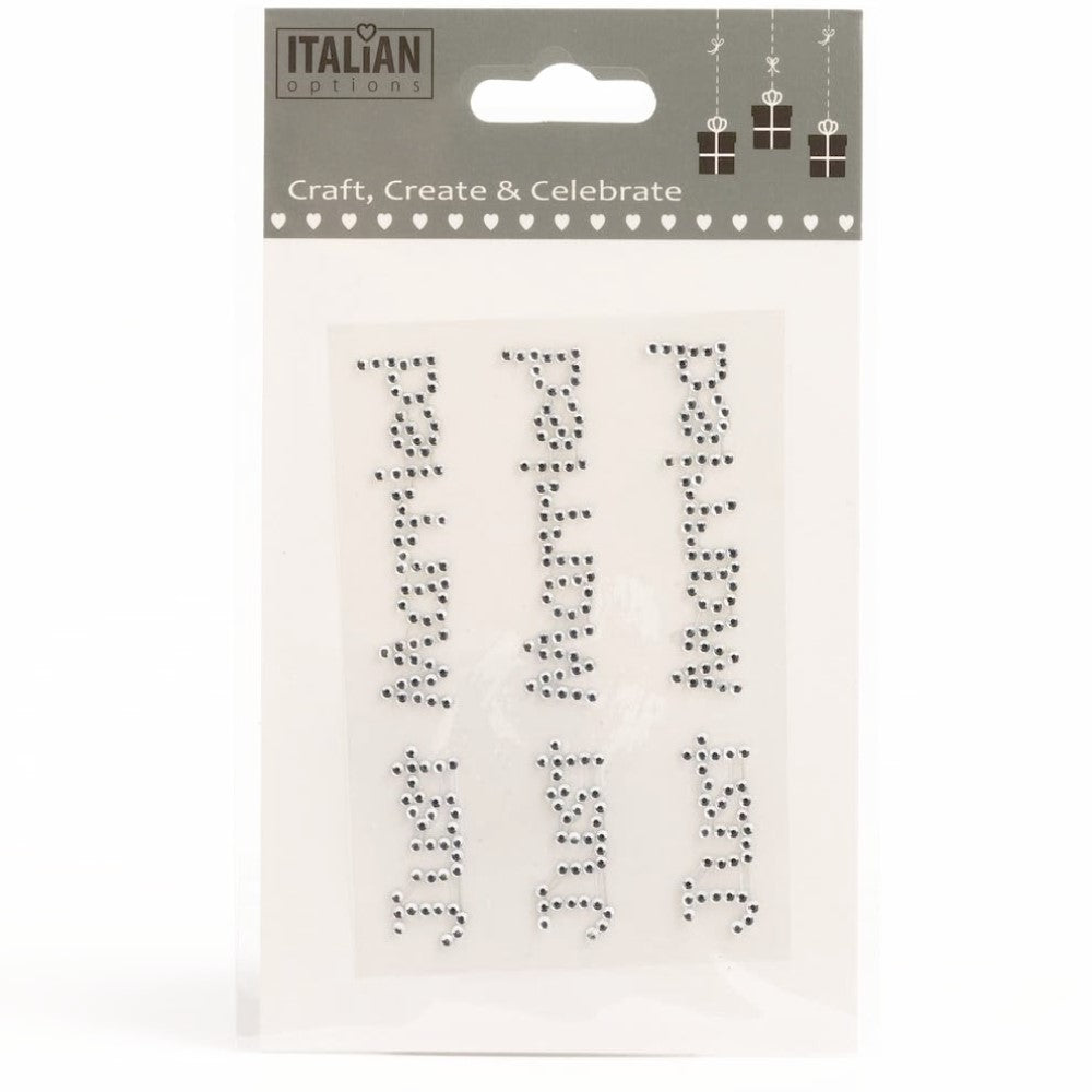 Italian Options - JUST MARRIED - Diamante Embellishments - Silver