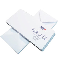 Load image into Gallery viewer, Craft UK - White Scalloped Blank Cards &amp; Envelopes 6" x 6" (50 Pack)
