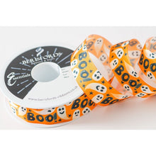 Load image into Gallery viewer, Berisfords - Halloween Ghouls Orange Satin Ribbon - 25mm x 25m Reel
