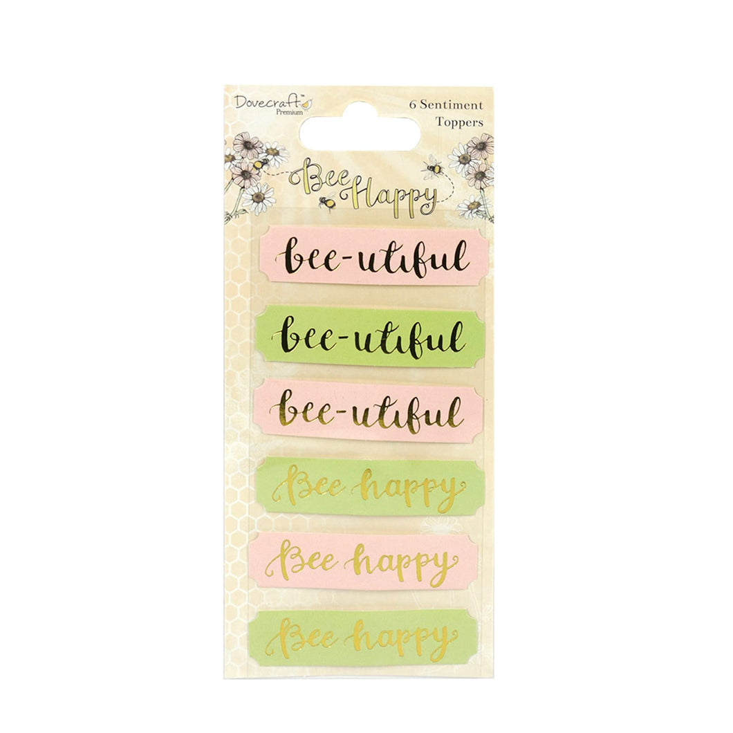 Dovecraft - Bee Happy - Premium Card Toppers - Sheet of 6