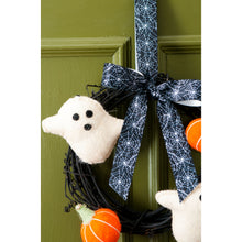 Load image into Gallery viewer, Berisfords - Halloween Cobweb Black Satin Ribbon - 25mm x 20m Reel
