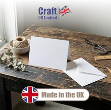 Load image into Gallery viewer, Craft UK - White Blank Cards &amp; Envelopes 10" x 7" (25 Pack)
