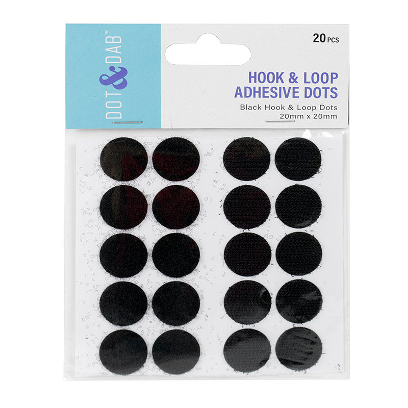 Dot and Dab - Hook & Loop Adhesive Dots - Black - 20mm