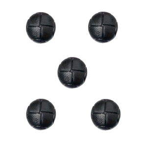 Trucraft - 15mm - Leather Look Football Shank Buttons - Pack of 5 - Black