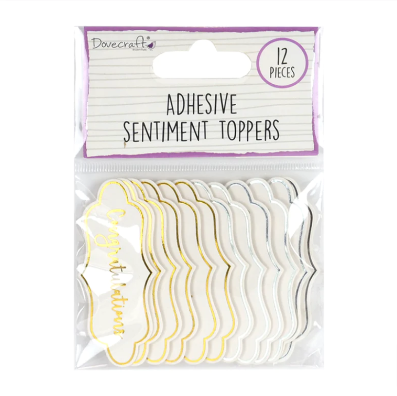 Dovecraft - Adhesive Sentiment Card Toppers - Congratulations - Pack of 12