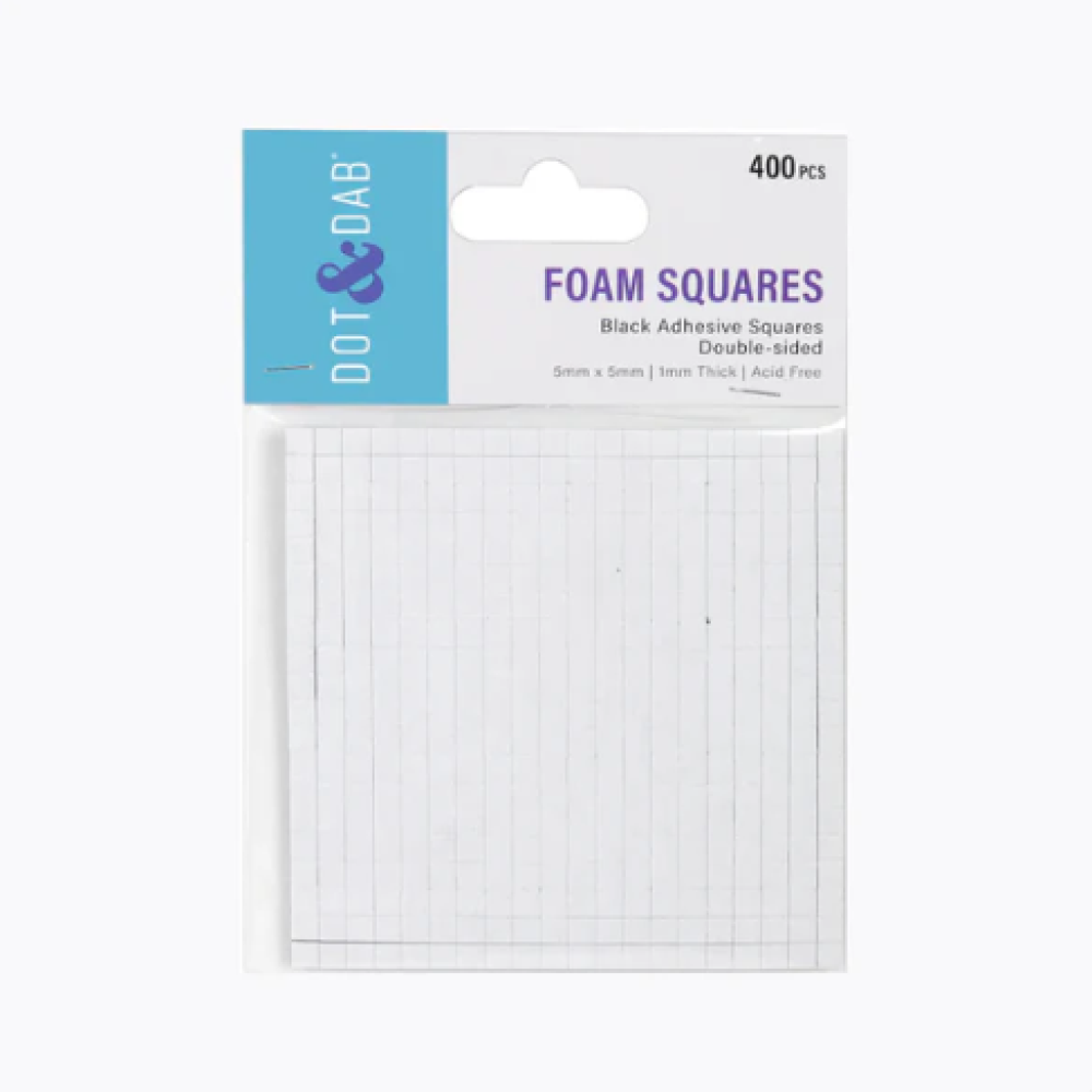 Dot and Dab - Foam Pads Squares x 400 Pieces - 1mm Depth - Black