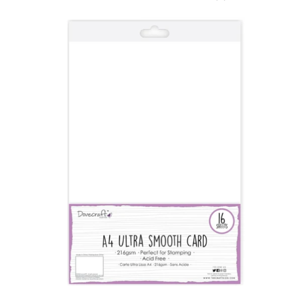 Dovecraft - Premium Ultra Smooth White Craft Card - 220gsm - 10 x A4 Sheets