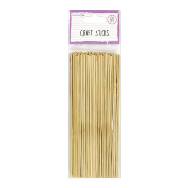 Dovecraft - Wooden Craft Sticks - 18cm x 2mm Wide - Pack of 100