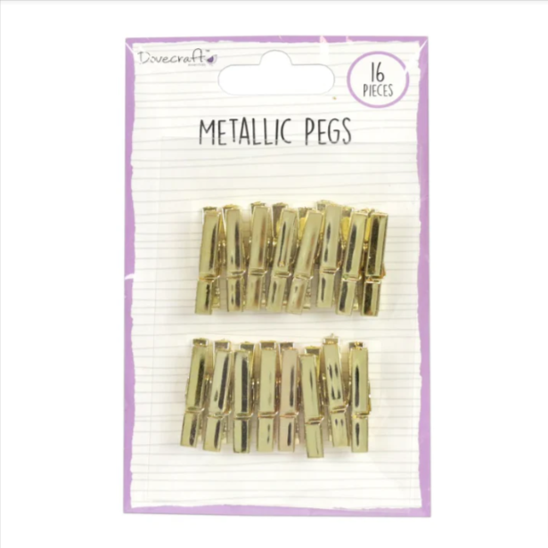 Dovecraft - Mini Craft Pegs - Metallic Gold - Pack of 16