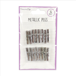 Dovecraft - Mini Craft Pegs - Metallic Silver - Pack of 16