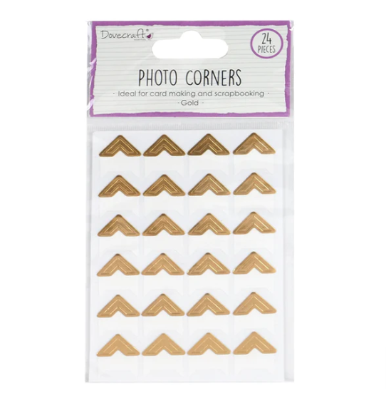 Dovecraft - Photo Corners - Gold - Self Adhesive - Sheet of 24