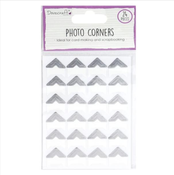Dovecraft - Photo Corners - Silver - Self Adhesive - Sheet of 24