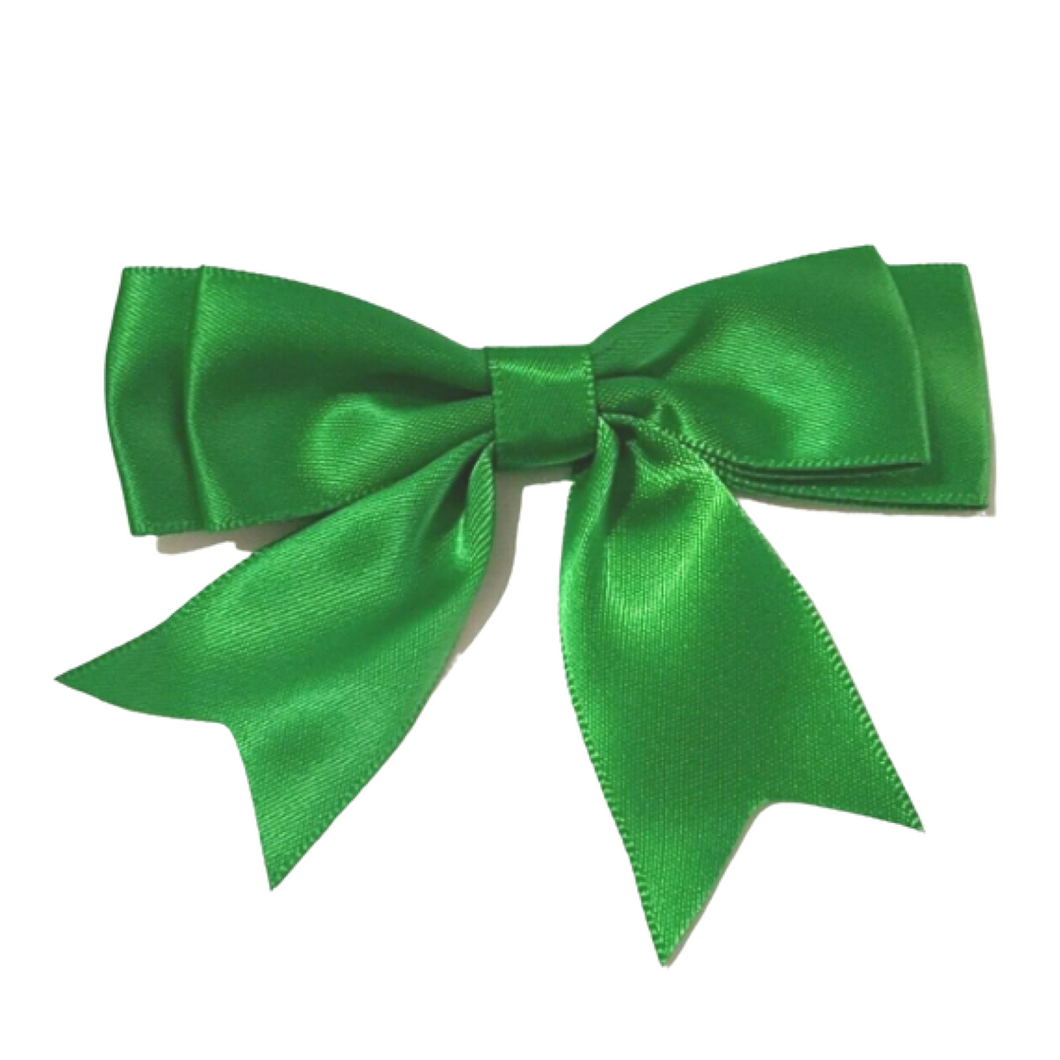 Trucraft - 8.5cm Wide Satin Ribbon Double Craft Bows - EMERALD GREEN - Pack of 5