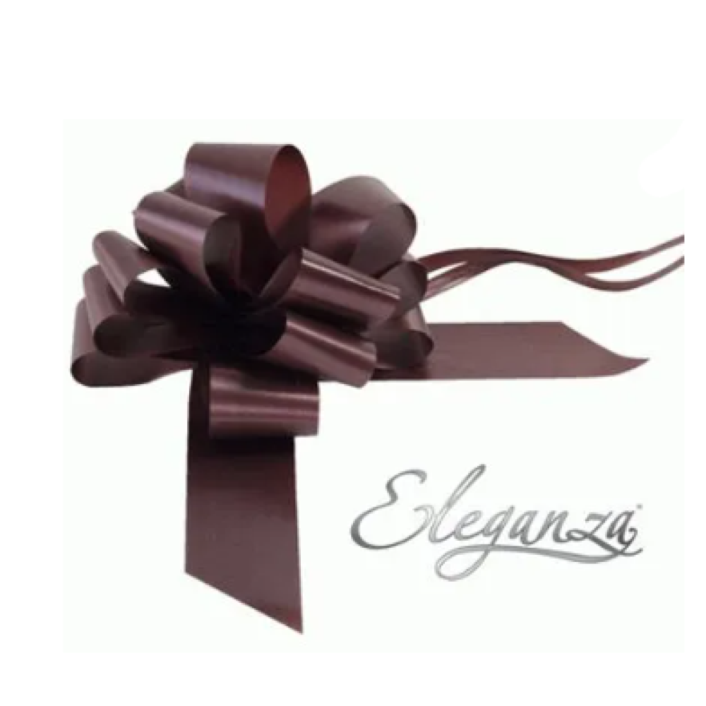 Eleganza Large Pull Bow - 50MM - Poly Ribbon - CHOCOLATE