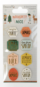 Dovecraft - Premium Christmas Card Toppers - Sheet of 8 - Self Adhesive