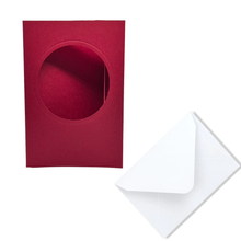 Load image into Gallery viewer, Trucraft - Red Blank Circle Tri Fold Aperture Cards with Envelopes - 16cm x 11cm - Pack of 5
