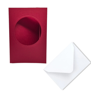 Trucraft - Red Blank Circle Tri Fold Aperture Cards with Envelopes - 16cm x 11cm - Pack of 5