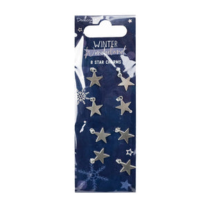 Dovecraft Premium - Silver Star Metal Charms - 18mm - Pack of 8