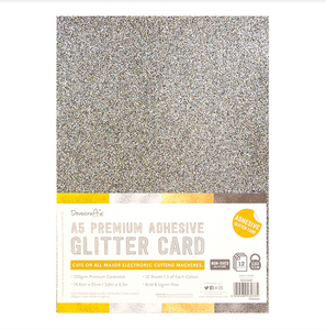 Dovecraft - A5 Premium Adhesive Glitter Card - 12 Sheets - Metallic