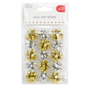 Simply Creative - Mini Gift Bows - Silver and Gold - 3cm - Pack of 15