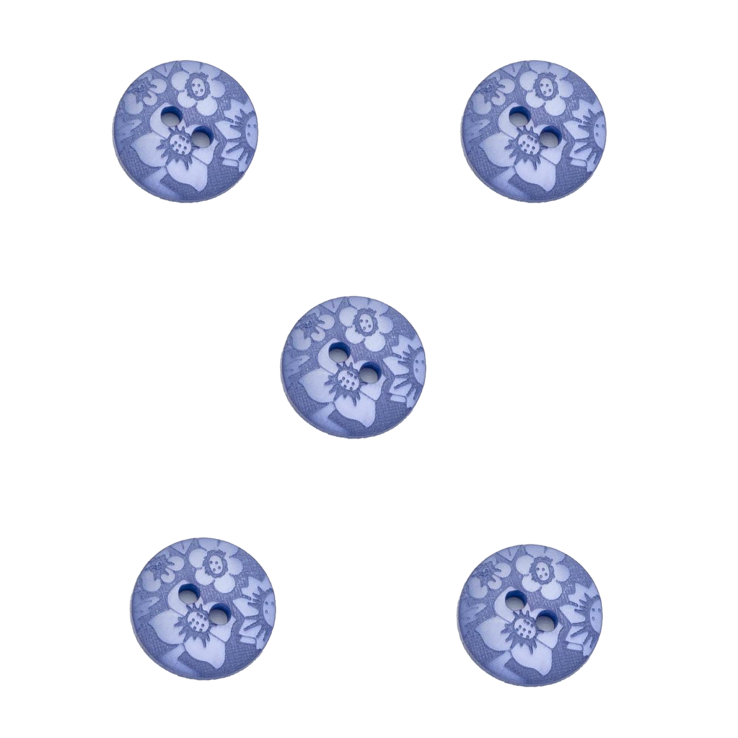 Trucraft - 15mm Floral Damask - Two Hole Buttons - Airforce Blue - Pack of 5