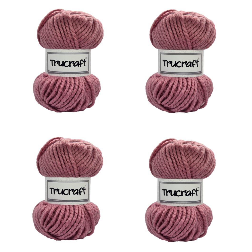 Trucraft - Premium Super Chunky Yarn - 4 x 100g Balls Pack - Wool Shade 011 Antique Pink