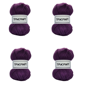 Trucraft - Premium Chunky Yarn - 4 x 100g Balls Pack - Wool Shade 008 Aubergine