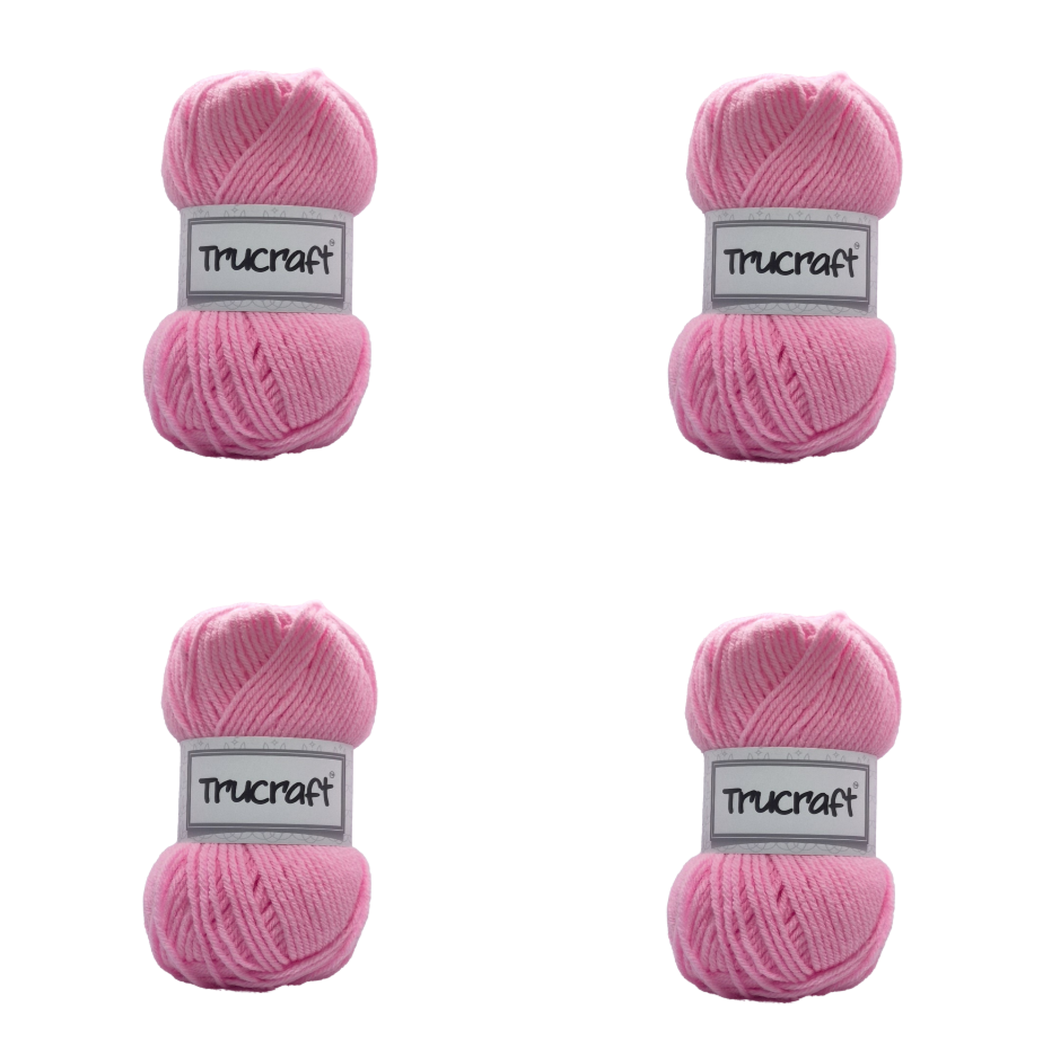 Trucraft - Premium Chunky Yarn - 4 x 100g Balls Pack - Wool Shade 003 Baby Pink