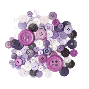 Trucraft - Craft Buttons - Purple - Assorted Mixed Size - 95g Pack