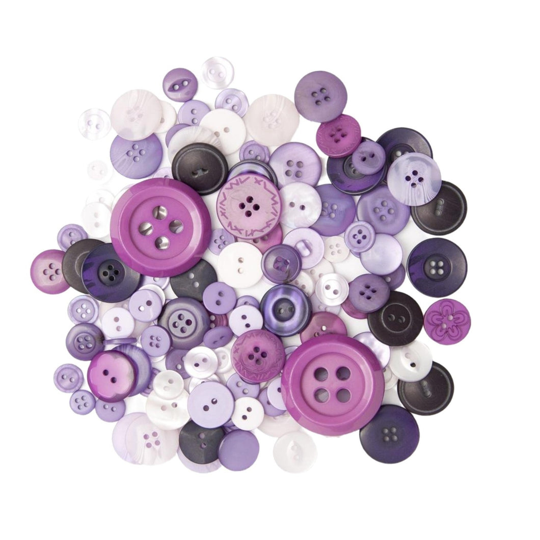 Trucraft - Craft Buttons - Purple - Assorted Mixed Size - 95g Pack