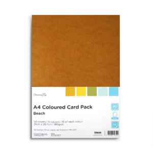 Dovecraft - A4 Coloured Card Pack - 50 Sheets - Beach